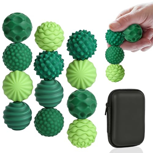 12 Stück Magnetische Fidget Toys, 12PCS Silikon Magnetkugeln Stressball für Kinder Magnetische Bälle Anti-Stress Bälle Spielzeug Sensorik Spielzeug für Autismus, ADHS, Angststörungen(Grün)