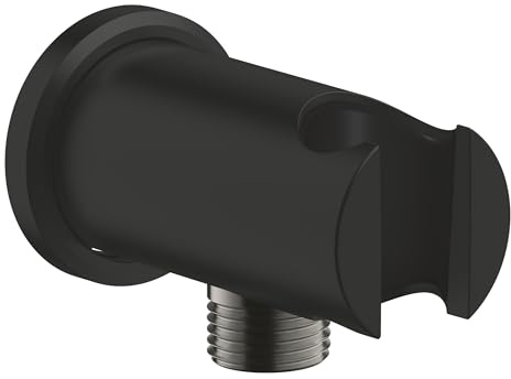 GROHE Rainshower, Wandanschlussbogen mit Duschkopf Halterung (Standardanschluss 1/2, passend für alle Standard Duschbrausen, langlebige Oberfläche, Wandmontage), rund, mattschwarz, 266582430