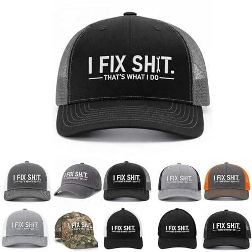 I Fix S*it Retro-Trucker-Mütze, atmungsaktive Mesh-Baseballkappe mit lustigen Sprüchen, verstellbare Snap-Mütze for Mechaniker und Reparateure