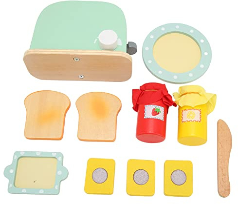 VGEBY Toaster Toy Set Safe Durable Solidwood for Kids Educational Pretend Play 14 X 9.5cm