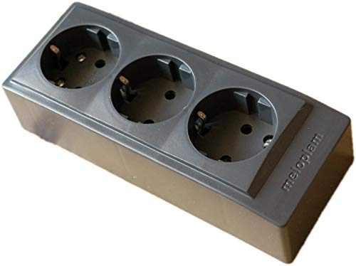Enchufe de pared (250 V, 16 A, CE, 3 enchufes, IP30), color negro