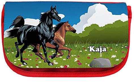 Kosmetiktasche mit Namen Kaja und Pferde-Motiv | Schminktasche | Viele Vornamen zur Auswahl