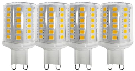 HUAMu G9 9W LED Light Bulbs, Flat Round, 88 Led Chips, Equivalent to 80W Halogen Bulbs, 800LM, 3000K Warm White, 360° Beam Angle, AC 220-240V, Non-Dimmable,4 Pack