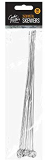Silver Metal Skewers, (35 cm) Pack of 10 - Heavy Duty, Perfect for BBQ and Home Cooking