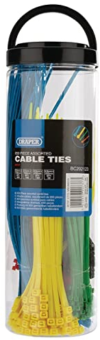 Draper 90737 - Confezione da 650 fascette stringicavo in nylon, colori assortiti