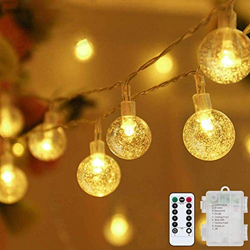 Ulanox Globe String Lights Fairy Lights Battery Operated 32ft 80LED String Lights with Remote Waterproof Indoor Outdoor Hanging Lights Decorative Christmas Lights for Home Party Patio Garden Wedding
