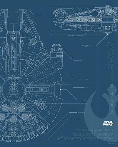 Komar Wandbild | Star Wars Blueprint Falcon | Kinderzimmer, Jugendzimmer, Dekoration, Kunstdruck | ohne Rahmen | WB176-40x50 | Größe: 40 x 50 cm (Breite x Höhe), Bunt