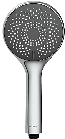 WENKO Wasserspar Duschkopf Watersaving, Handbrause mit Wasserspar-System, 3 Strahlarten, Ø 11 cm, ABS, Grau