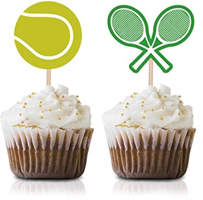 Tennis Cupcake Topper Picks, 24-Pack Tennis Sports Baby Shower Or Birthday Party Decorations