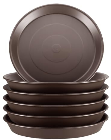 GROWNEER 6 Packungen 30.5 cm Pflanzen-Untersetzer-Abtropfschalen, geeignet für Töpfe mit weniger als 25.4 cm Durchmesser, runde Kunststoff-Blumentopf-Untersetzer, Garten, Braun