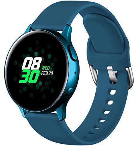 Dirrelo Sport Strap Compatible With Samsung Galaxy Watch Active/Active 2 40mm/44mm, 20mm Waterproof Silicone Replacement for Samsung Galaxy Watch 6/5/4 40mm 44mm Strap for Women Men,SmallSlate
