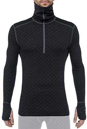 Thermowave sous Vetement Thermique Homme Laine Merinos - Maillot De Corps Homme - T-Shirt Merinos - avec Demi-Fermeture éclair, Extra Chaude Super Doux 220 GSM à Séchage Rapide, M