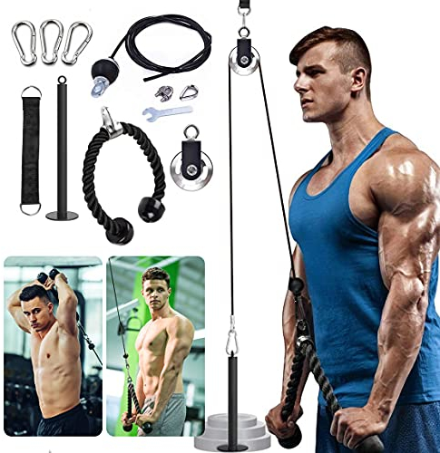 Unterarmtrainer Kabelzug Trizeps Trainingsgerät Fitness Seilzug Fitnessgerät Arm-Krafttraining System Mit Riemenscheibe SZ Stange Für Zuhause