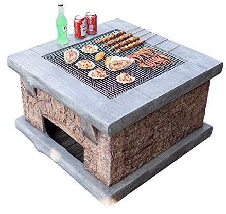 Feuerstellen Nachahmung Steinterrasse Hinterhof Outdoor Brennholz-Bellenholz, Gartenkamin BBQ Grill-Tabellen-Set, 75cm / 29.5 (Color : Kit-2)
