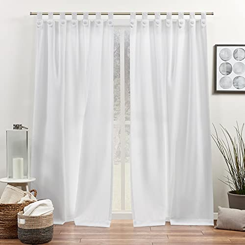 Exclusive Home Curtains Loha Tuxedo Tab Top Curtain Panel Pair, 54x84, Winter White