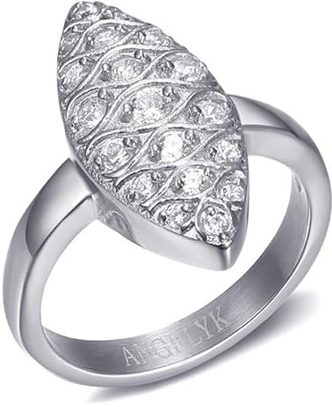 BOBIJOO Jewelry - Bague Marquise Femme Vintage 19 Zirconiums Acier Inoxydable Argent - 56 (7 US), Acier Inoxydable 316