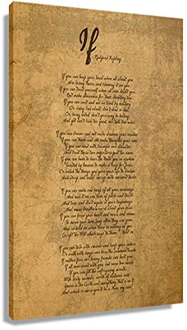 Busmko Gedicht If von Rudyard Kipling, gerahmte Wandkunst, inspirierende Sprüche, Wanddekoration, Leinwand, motivierende Zitate, Poster, Bürodekoration, Vintage-Stil, gerahmt, 30.5x45.7 cm