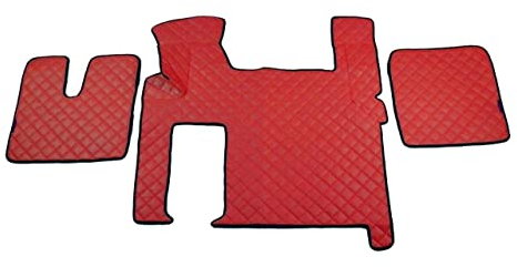 Fußmatten, Eco-Leder, kompatibel mit Man TGX 2010-18, automatisch, Rot