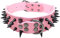 haoyueer Hundehalsband mit scharfen Nieten, 5,1 cm breit, stilvolles Leder-Hundehalsband für mittelgroße und große Hunde, Pitbull, Labrador, Boxer, Rottweiler, Deutscher Schäferhund, Größe S, Rosa 1
