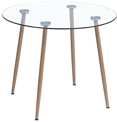Noorsk Design Mesa de Comedor o Cocina de Cristal Redonda de 90 cm. Zola