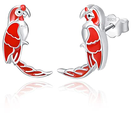 Kardinal Vogel Ohrstecker Ohrringe Damen Silber 925 Rot Ohrschmuck Vogel Schmuck Geschenk für Damen Mädchen