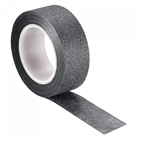 sourcing map Glitter Ruban, Décoratif Artisanat Ruban Auto Adhésif Bâton 1.5cmx10m Noir pour Scrapbook, Bricolage Arts, Cadeau Emballage