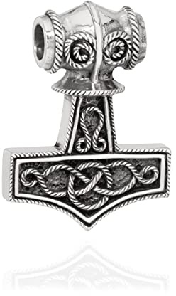 NKlaus Kettenanhänger Thors Hammer Mjölnir 925 Silber, 37x27mm | Silberanhänger mit Wikinger-Motiv