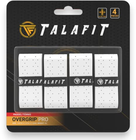 Overgrip PadDel TALAFIT - Grip Padel - Padel overgrip Impugnatura Pala Padel - Perforata - Overgrip Padel - Grip Tennis (Bianco x4)