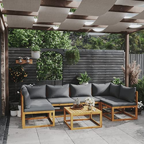 Gecheer 7-TLG. Garten Lounge Holz Loungemöbel Terrassen Gartenmöbel Set Lounge Sofa Outdoor Sitzgruppe Garten Sofa Set Terrassenmöbel Massivholz Akazie