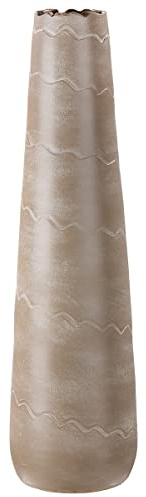 GILDE Keramik Vase Wave XXL - Dekovase wasserdicht Höhe 80 cm beige Creme - Dekoration Wohnzimmer - europäische Herstellung