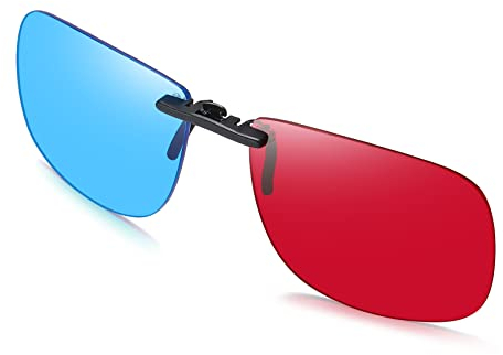 AoHeng Rot Blau/Cyan 3D Anaglyphen Brille Clip für 3D Filme Comics für Brillenträger,Leichter,Klarer,Heller