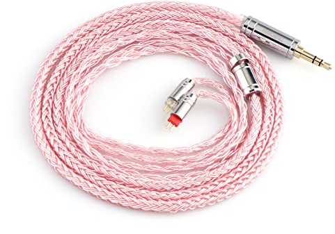 LINSOUL Tripowin Zonie IEM Kabel, 16 Adern Versilbertes Kopfhörerkabel, 1.25m SPC in Ear Monitor Kabel für 7hz Zero:2 Orchestra Lite Cadenza Hype4 Supermix4(3,5mm)(0,78mm 2pin,Rosa)