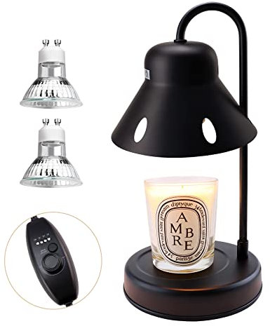 MAKYTWOW Candle Lamp Warmer, Gift for her with Candle Warmer Light, Dimmer&Timer Compatible with Yankee Candle Large Jar Candle, Stylish Home Decor,2 Bulbs,Black
