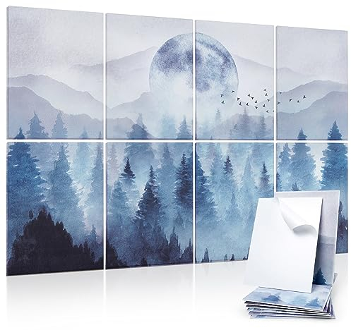 Yrendenge 8 Stück Akustikplatten, Selbstklebend Schalldichte Akustikpaneele, Hoher Dichte Schallschutzplatten 30x40x0.9cm Schalldämmung Wand Panel Schallabsorber Wand für Büro Wanddekoration（Wald）