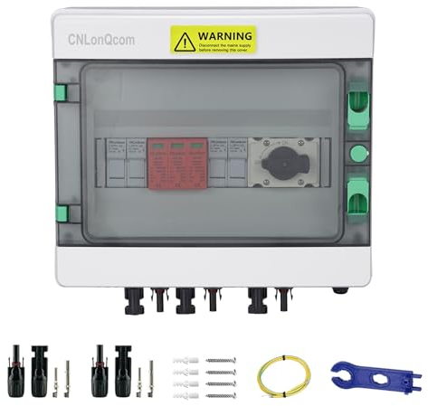 CNLonQcom Überspannungsschutz PV Solar Anschlusskasten 2x1 String DC 1000V 32A Trennschalter Blitzschutz Mit 15A Sicherung IP65 2 In 1 Out Für PV Anlage Komplettset