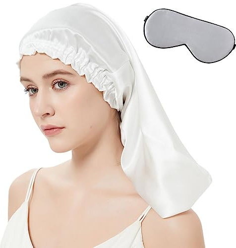Silk Bonnet 100% Berretto Da Notte In Seta Di Gelso Con Maschera Per Gli Occhi, Cuffia Per Capelli Extra Lunghi Per Capelli Ricci Lunghi, Capelli In Seta Liscia Per La Cura Dei Capelli