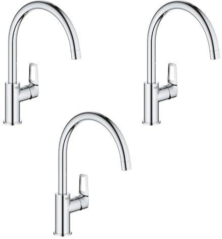 GROHE Lot de 3 Mitigeurs cuisine Bauloop Bec haut chrome