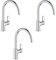 GROHE Lot de 3 Mitigeurs cuisine Bauloop Bec haut chrome