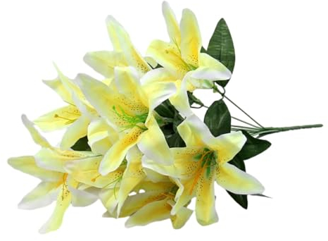 yuwqqoajv Lebendige Atmosphäre mit künstlichen Blumen für Dekorationen. Künstliche Lilien, Seide, künstliche Blumen, künstliche Lilien, Gelb