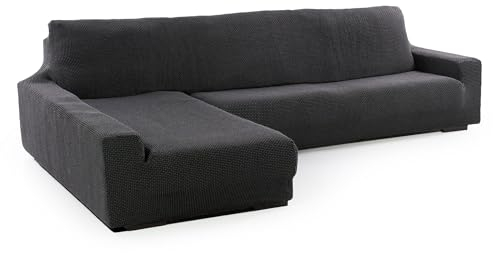 SOFASKINS® super elastischer Chaise Longue überzug, Sofabezug Linke Lange Armlehne, Sofa überzug atmungsaktiv, bequem und langlebig, Kompatible Abmessungen des Sofas (210-340 cm), Farbe dunkelgrau