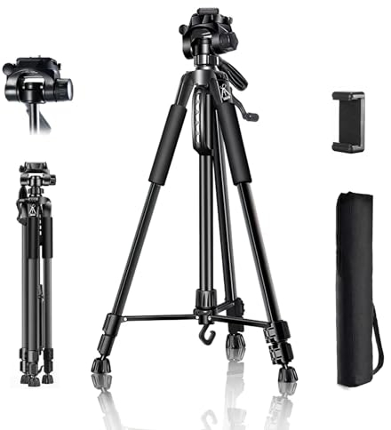 SAEIV Stativ Kamera, Höhe 62 cm - 170 cm, Fotostativ aus Aluminiumlegierung, Handy-Stativ/Kamera-Stativ/Kamerastativ/Tripod Camera/Reisestativ/Dreibein-Stative/Videostativ/Stativ Rollei