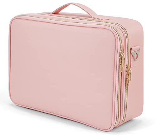 Kosmetiktasche Damen Make up Tasche Groß Make up Koffer Kosmetikkoffer Schminktasche Schminkkoffer Make up Organizer Tasche Beauty Tasche,Rosa