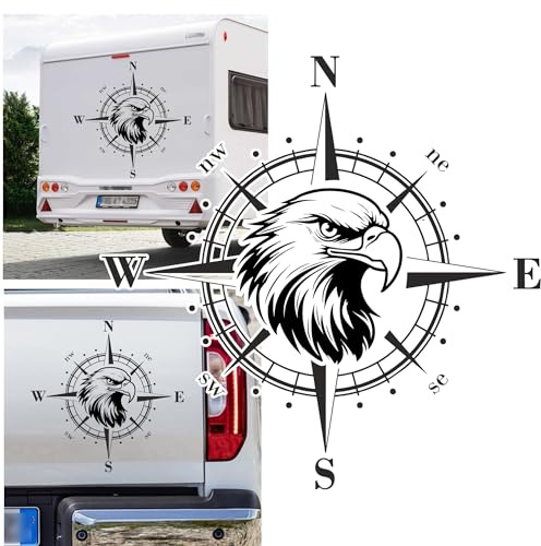Kompass Seeadler Kopf Adler Vogel Raubvogel Aufkleber freie Größe&Farbe Auto Camper Wohnmobil Caravan Autoaufkleber Wohnwagen Sticker Kompassrose