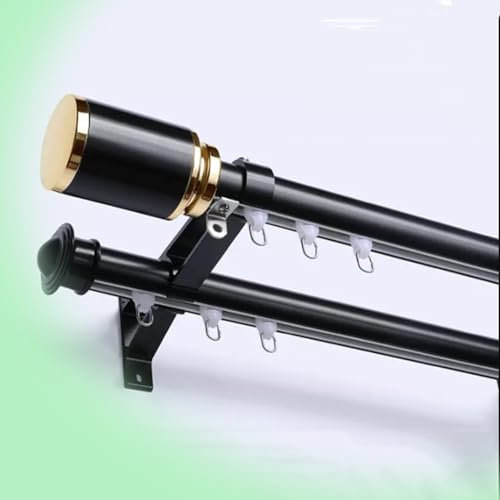 NILZA Metall Vorhangschienen Schienensystem Raumteiler, Gardinenschiene Einzel/Doppelte Vorhangschiene Wandmontage Gardinenstange, Gardinenschiene Set Für Dusche Home Balkon (Color : Black double tra