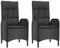 Hommdiy 2X Gartenstuhl Gartensessel Sessel Stuhl Hochlehner Rattanstuhl Rattansessel Gartenmöbel Stühle Liegesessel Poly Rattan Schwarz