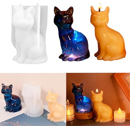 WakiHong 3D Kätzchen Seifenform Katze Silikonform Kerzenform Silikon Tiere Gießform Harzform zum Gießen Kerzen Silikonform Epoxidharz Form