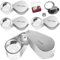 4 Stücke Juwelier Lupe, 10X 20X 30X 40X Faltlupe Juweliere Lupe mit LED, Juwelierlupe Schmuck Vergrößerung Glas Schlaufe für Edelsteine, Schmuck, Rocks, Briefmarken, Münzen, Antiquitäten, Modelle