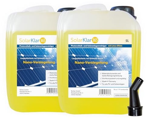SolarKlar365 Photovoltaik- und Solaranlagen Reiniger | PV Anlage reinigen | Lotuseffekt langanhaltender Schutz, starke und materialschonende Reinigung der Photovoltaikanlage