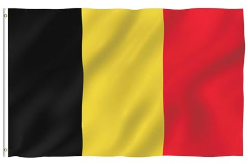 MOGADEE® Belgien Flagge, 90 x 150 cm Belgische Nationalflagge mit 2 Messing-Ösen, Belgien Nationalflagge in Leuchtenden Farben, Belgische Fahne für Sportveranstaltungen, Partys, Paraden