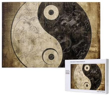 Yin_Yang_Symbol gedrucktes Holzblock-Puzzle -1000 Teile (Boxed) Puzzle Lernspiel - Heimdekoration Puzzle